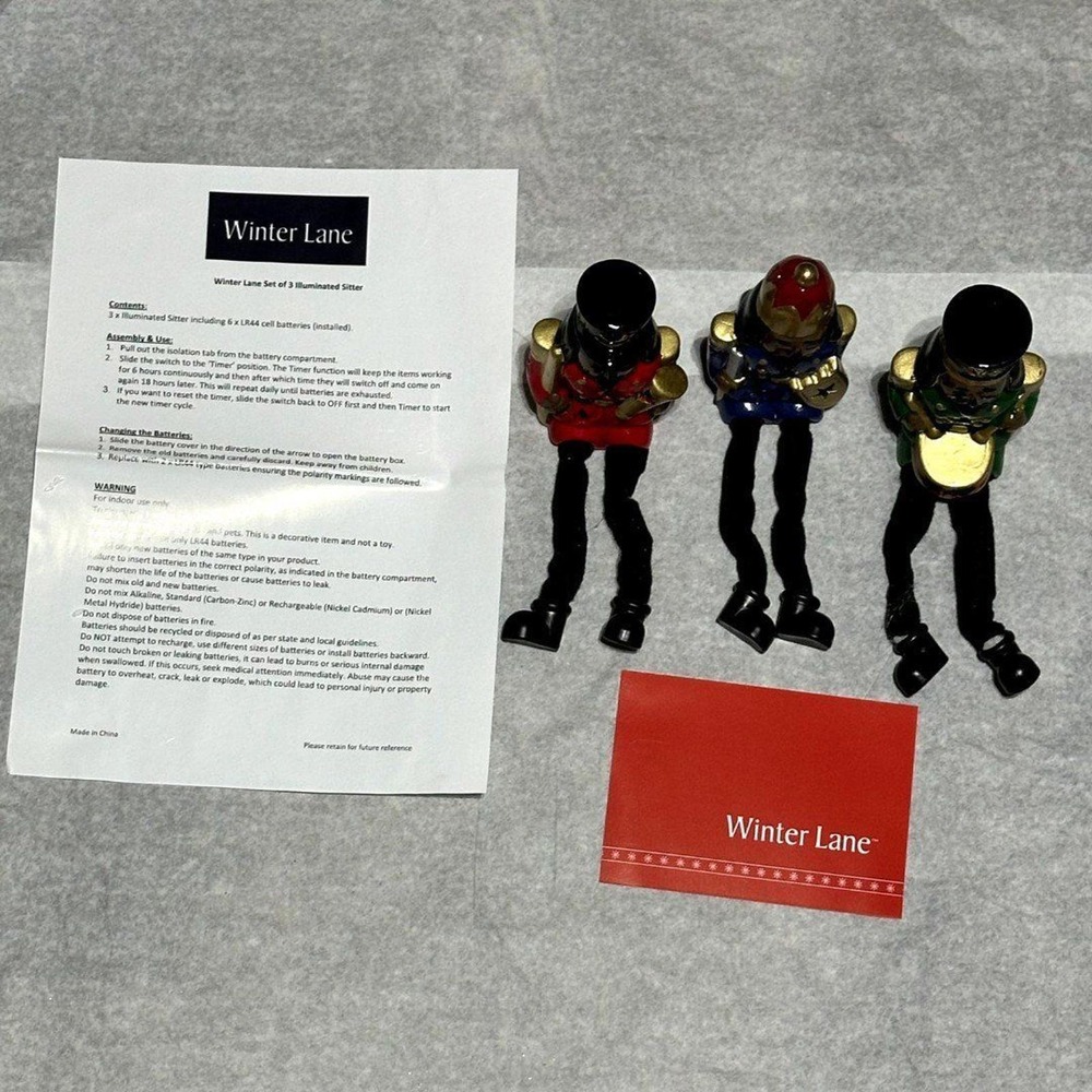 Vintage Christmas Winter Lane Illuminated Dangle Figures Set of 3 NEW